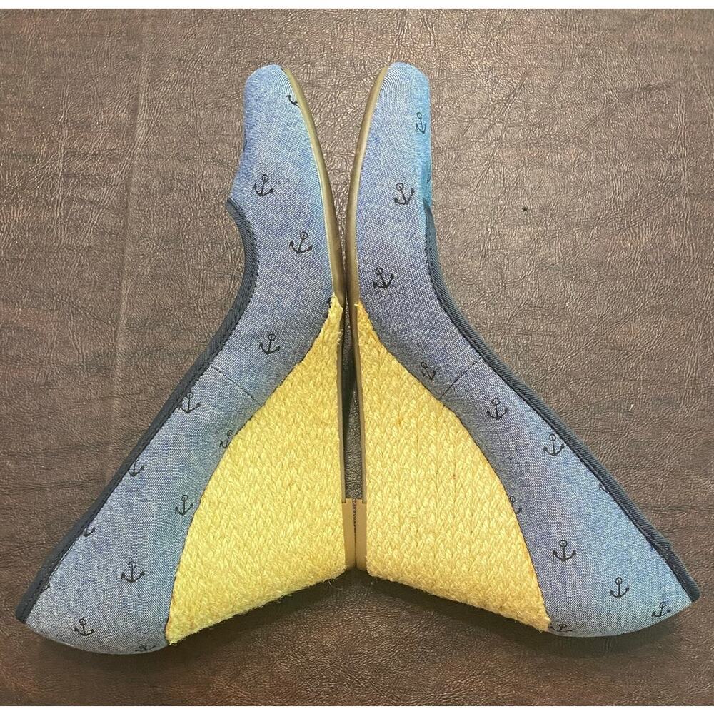 Sole Society Denim Anchor Wedge Heels Espadrille Nautical Sz 8.5 Resort Coastal - Picture 4 of 8